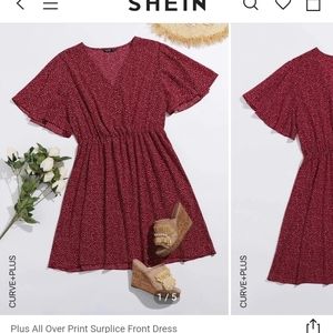 Shein curve polka dot dress red